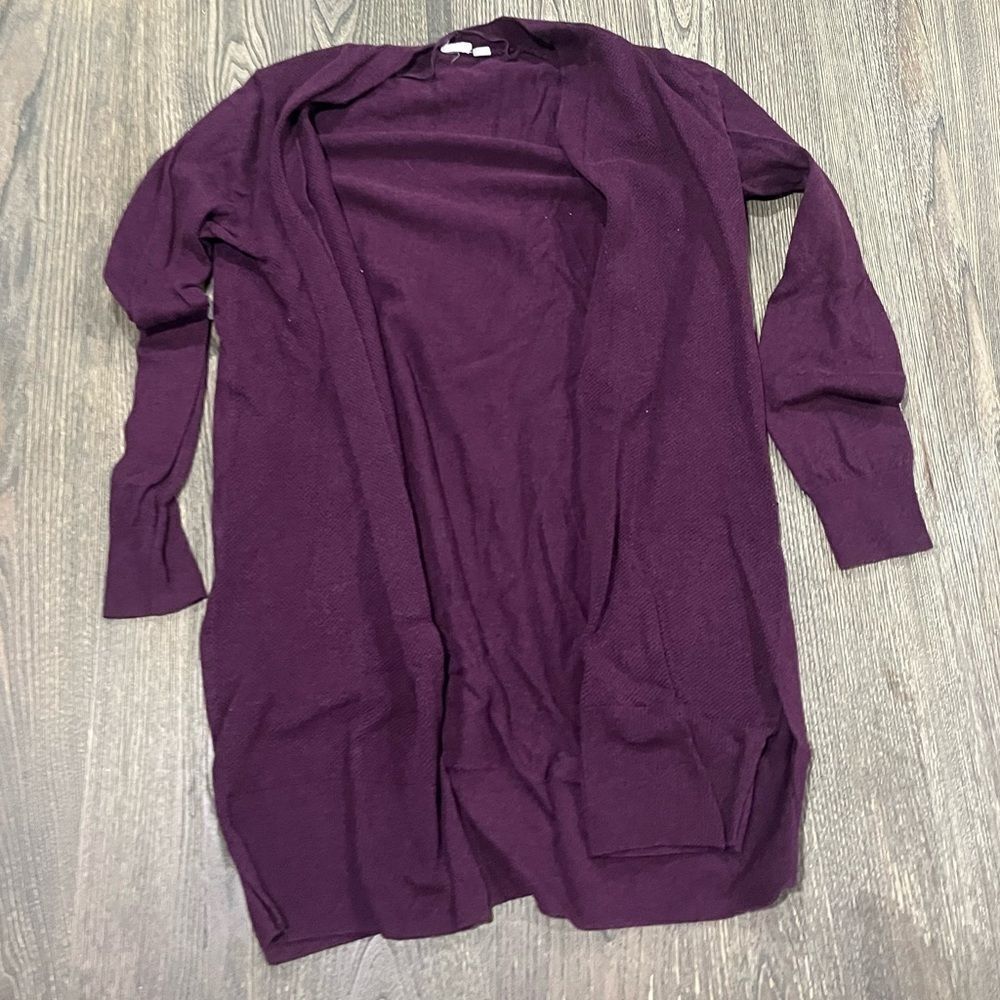 Gap Womens Duster Cardigan Sweater Knit Open Front Cotton Purple Size Medium